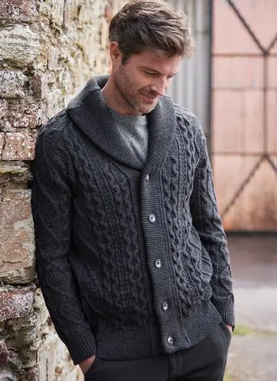 Conor Shawl Collar Aran Cardigan